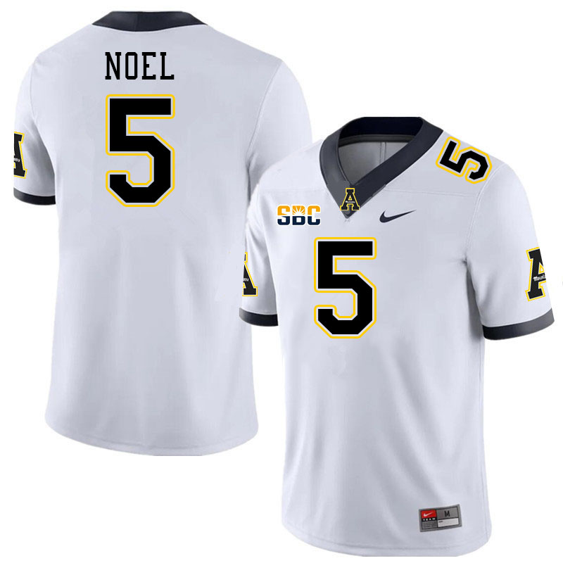 Men #5 Nate Noel Appalachian State Mountaineers College Football Jerseys Stitched Sale-White - Click Image to Close
